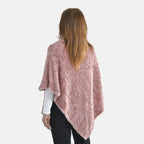 Kunstpelz-Poncho mit Blattmuster, 85x100cm, Rosa