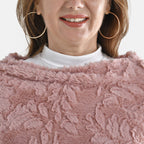 Kunstpelz-Poncho mit Blattmuster, 85x100cm, Rosa