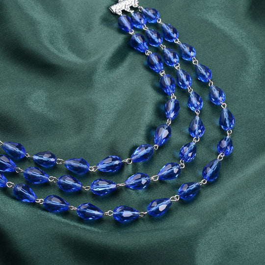 Blaues Glas Halskette ca. 56 cm EisenStandard
