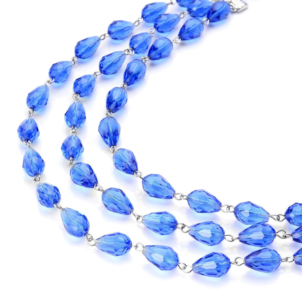 Blaues Glas Halskette ca. 56 cm EisenStandard