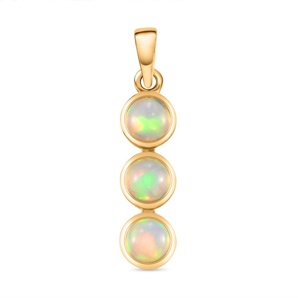 Natürlicher, äthiopischer Opal-Anhänger, 925 Silber vergoldet ca. 0,98 ct