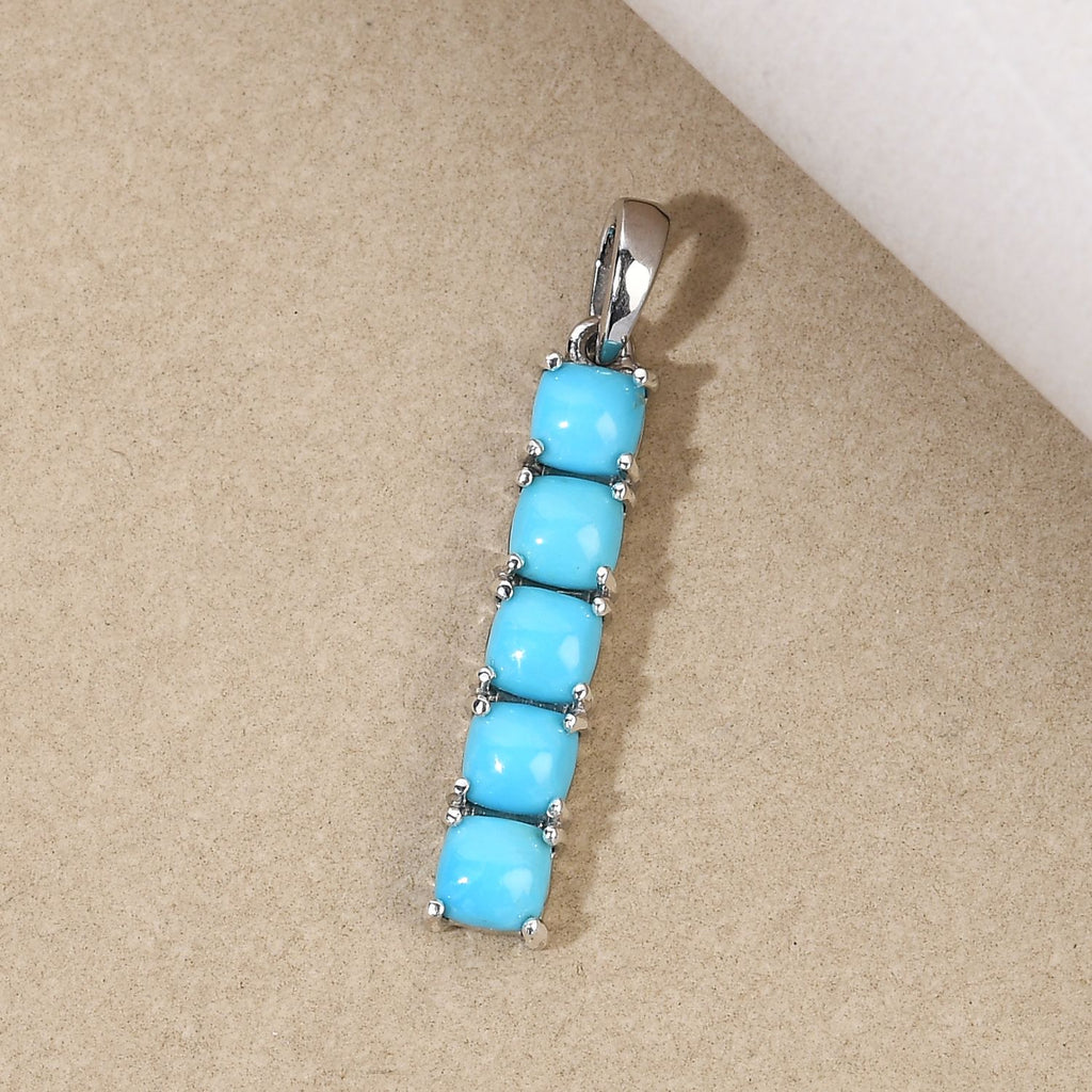 Amerikanischer, natürlicher Sleeping Beauty Türkis-Anhänger, 925 Silber platiniert ca. 1,58 ct