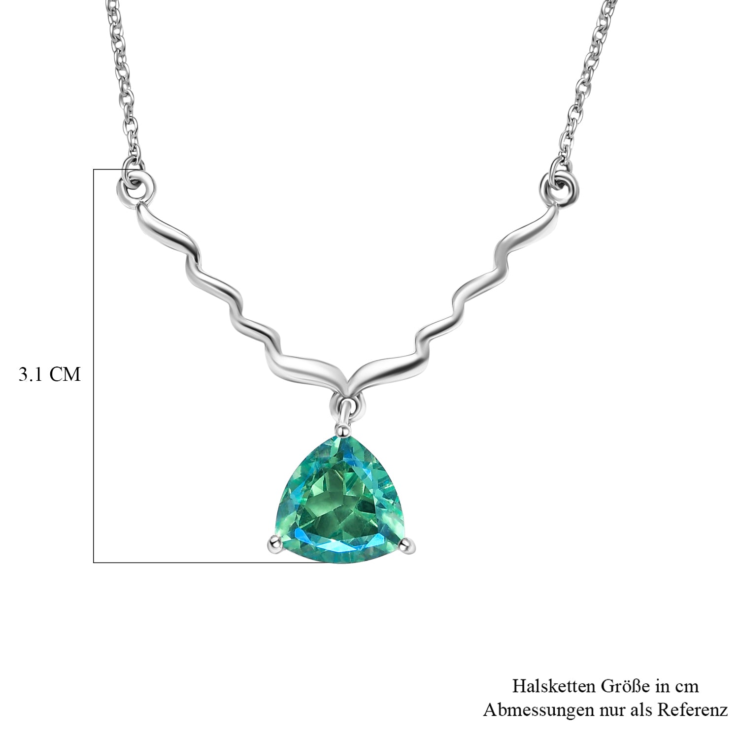 Pfau Triplette Quarz-Halskette, ca. 45 cm, 925 Silber platiniert ca. 3.49 ct