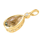 Prasiolith und weißer Zirkon-Anhänger, 925 Silber vergoldet ca. 5,13 ct