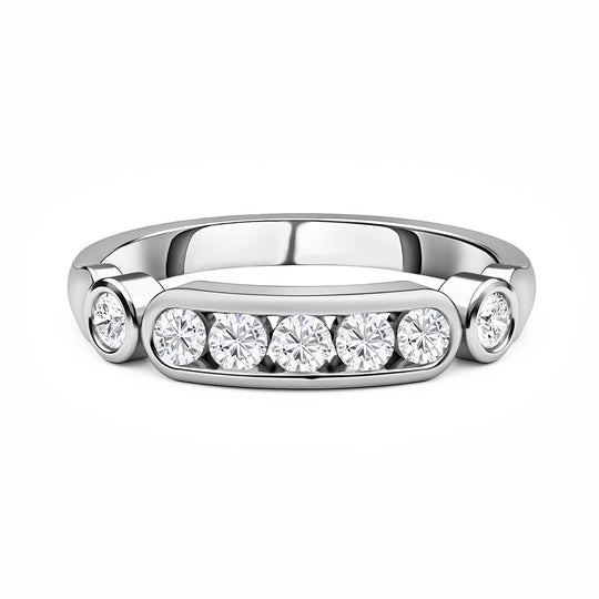 88 Facetten Moissanit Ring 925 Silber Platiniert V cm ca. 0.50 ct (Größe 16.50)