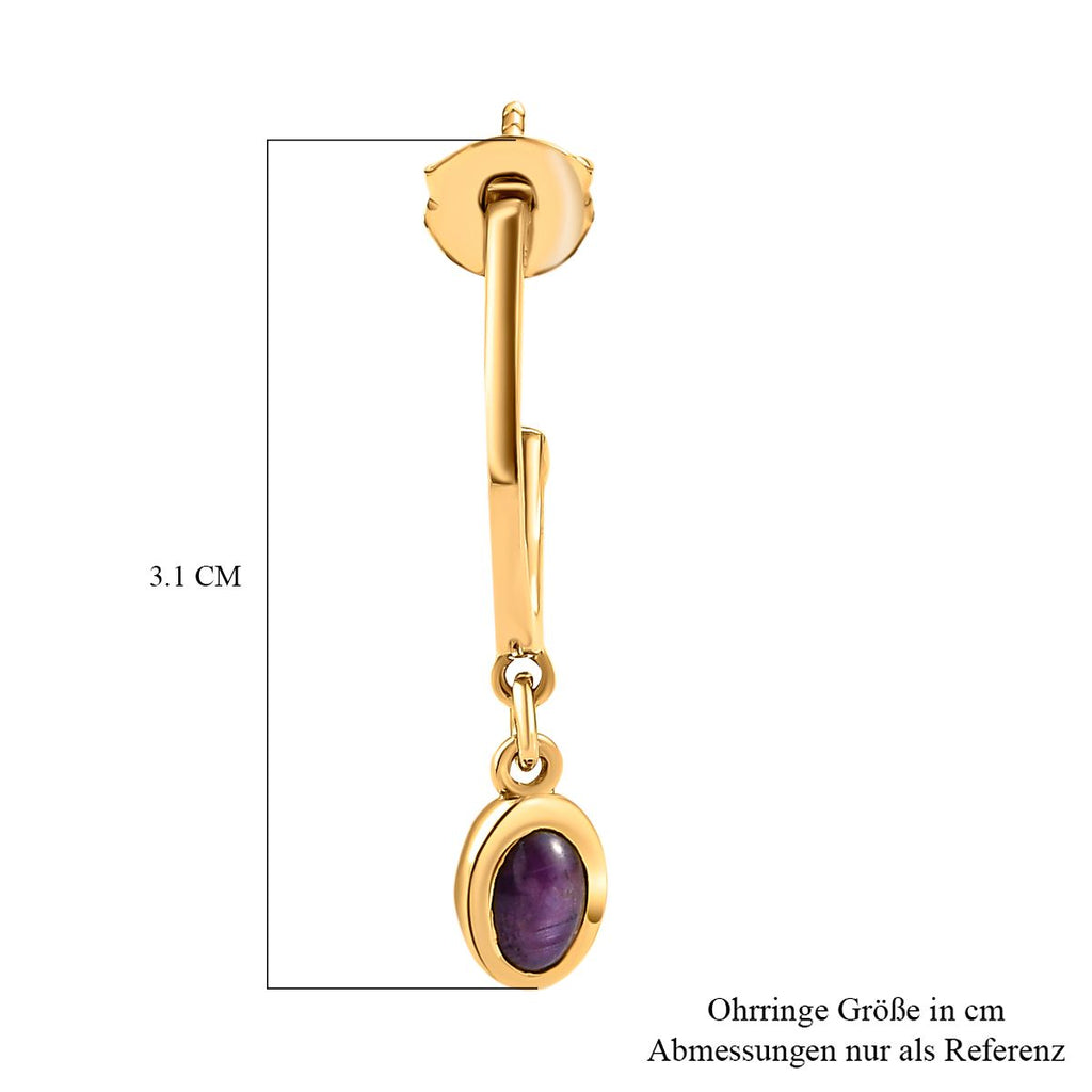 Sternrubin-Ohrringe, 925 Silber vergoldet ca. 1.68 ct