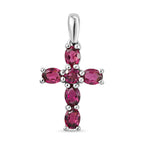 Rhodolith Granat Kreuz-Anhänger, 925 Silber platiniert ca. 1,25 ct