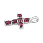 Rhodolith Granat Kreuz-Anhänger, 925 Silber platiniert ca. 1,25 ct