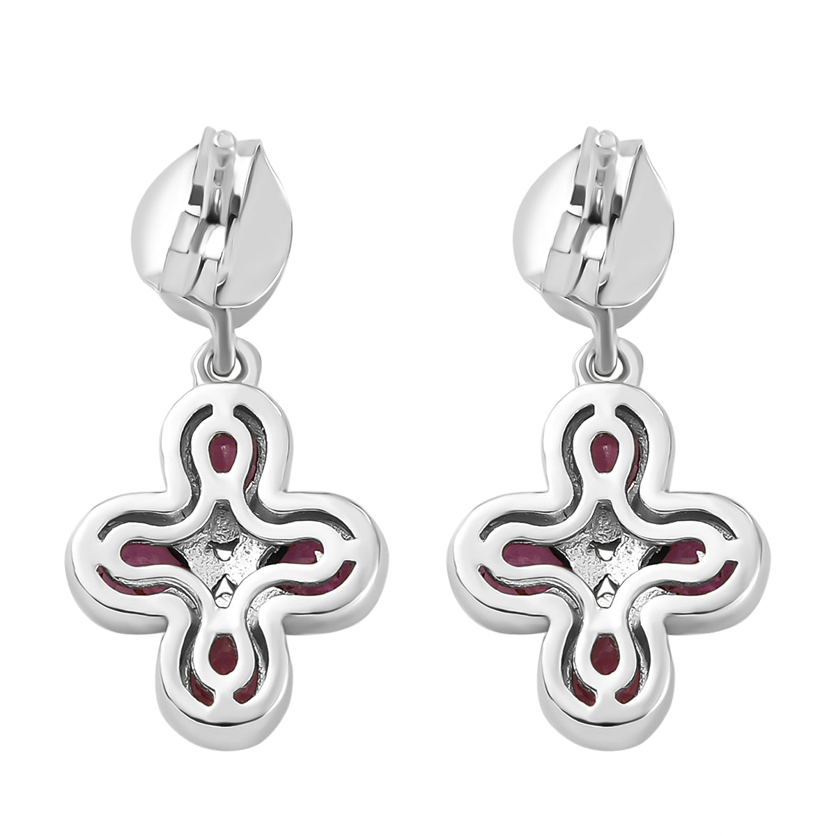 Rhodolith Granat-Ohrringe, 925 Silber platiniert ca. 1,84 ct