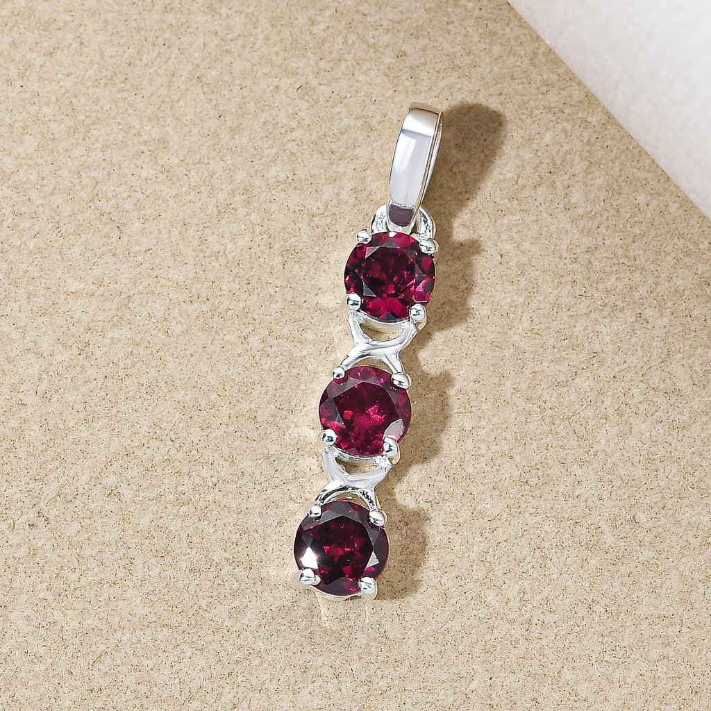 Rhodolith Granat-Anhänger, 925 Silber ca. 1,38 ct