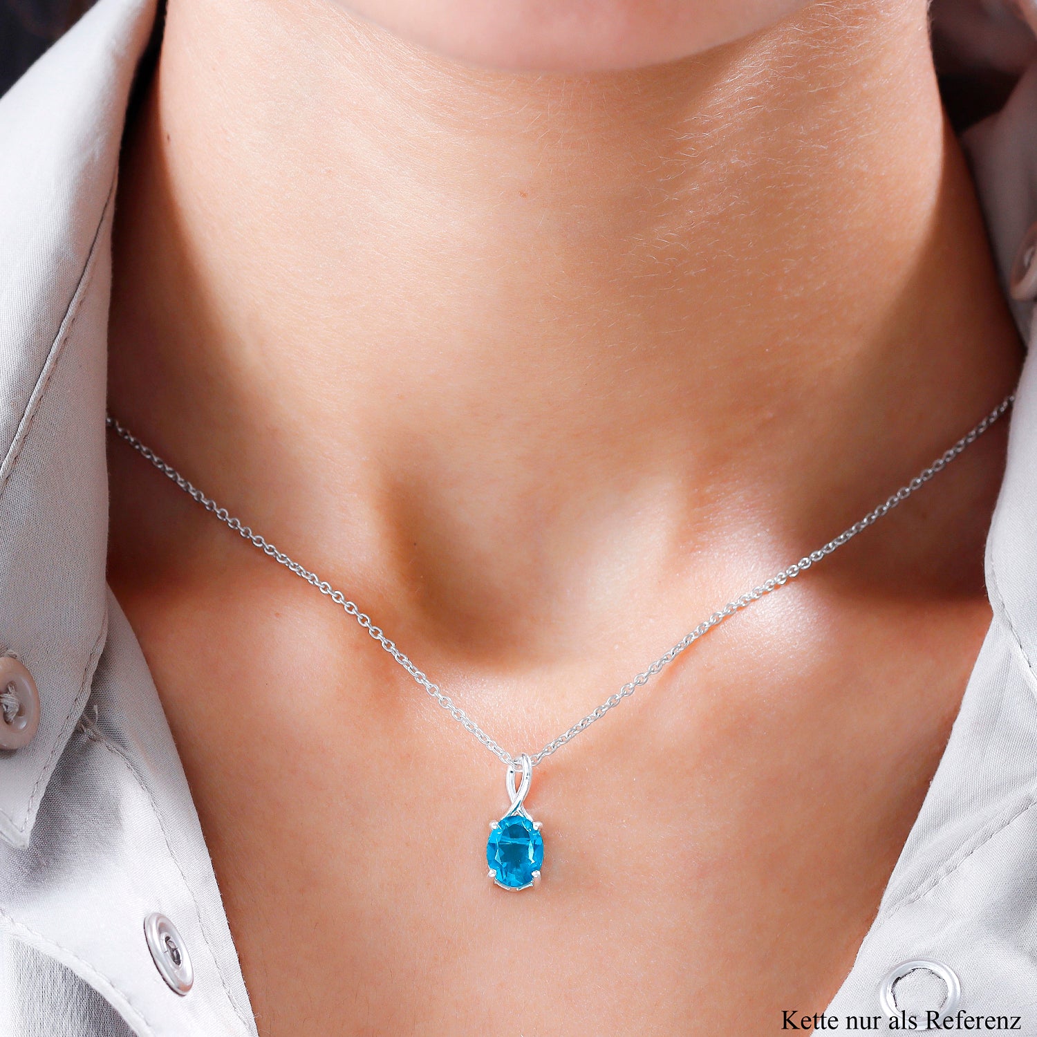 Capri-Blau Triplett Quarz-Anhänger, 925 Silber ca. 1,89 ct