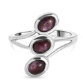 Sternrubin 3-Stein-Ring, 925 Silber platiniert (Größe 16.00) ca. 2,41 ct