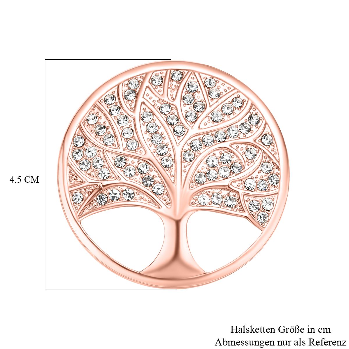 Weiße Kristall Lebensbaum-Brosche, roséfarben