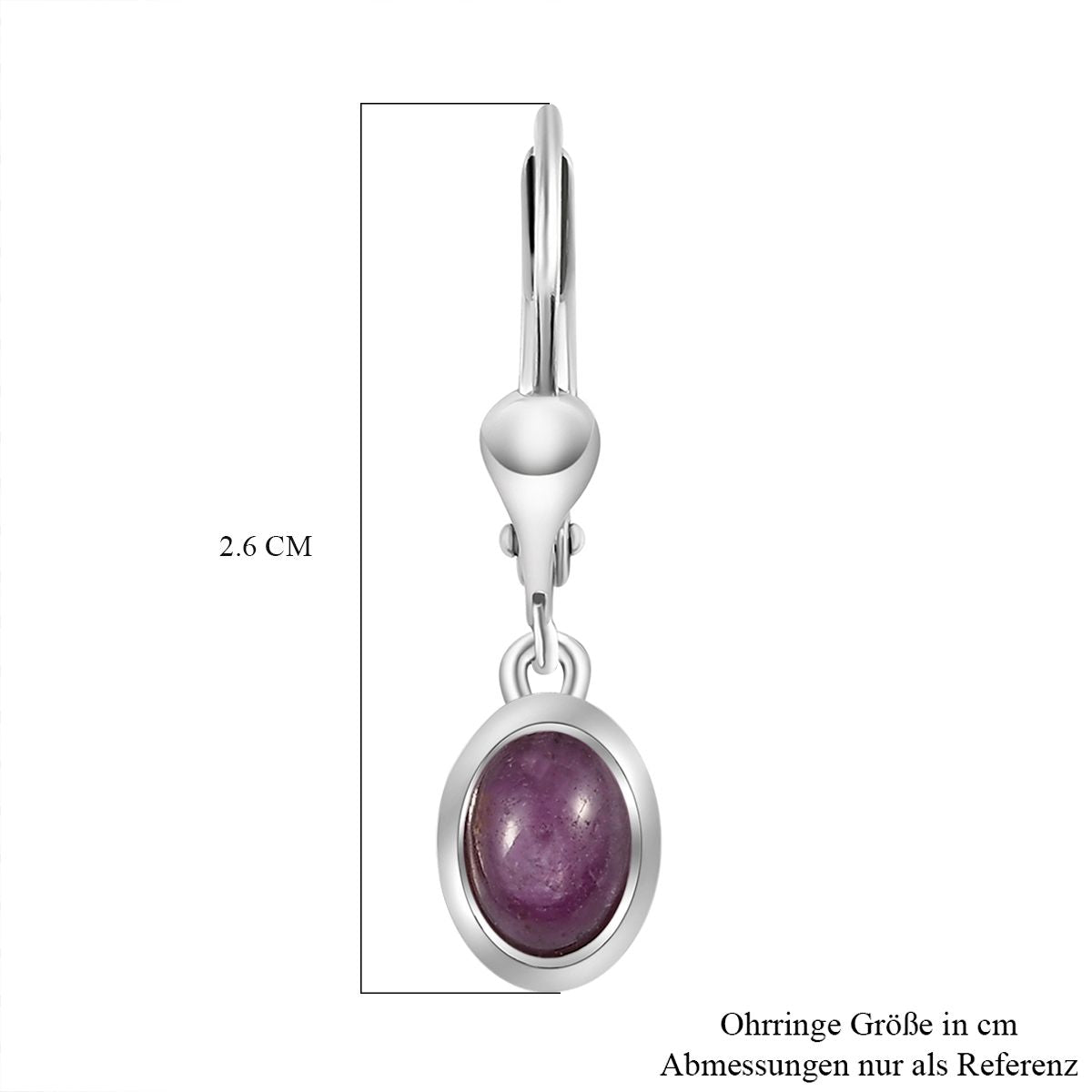 Sternrubin-Ohrringe, 925 Silber platiniert ca. 2.55 ct