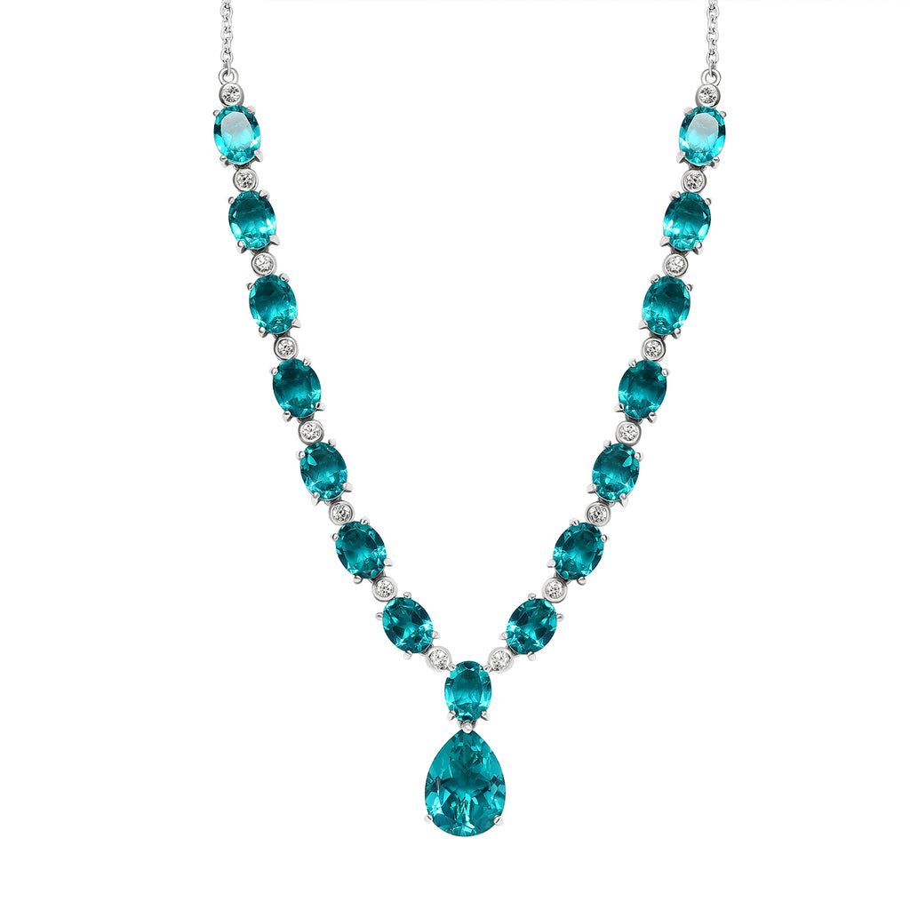 Capri-Blau Triplette Quarz-Collier, ca. 45 cm, 925 Silber platiniert ca. 38.95 ct