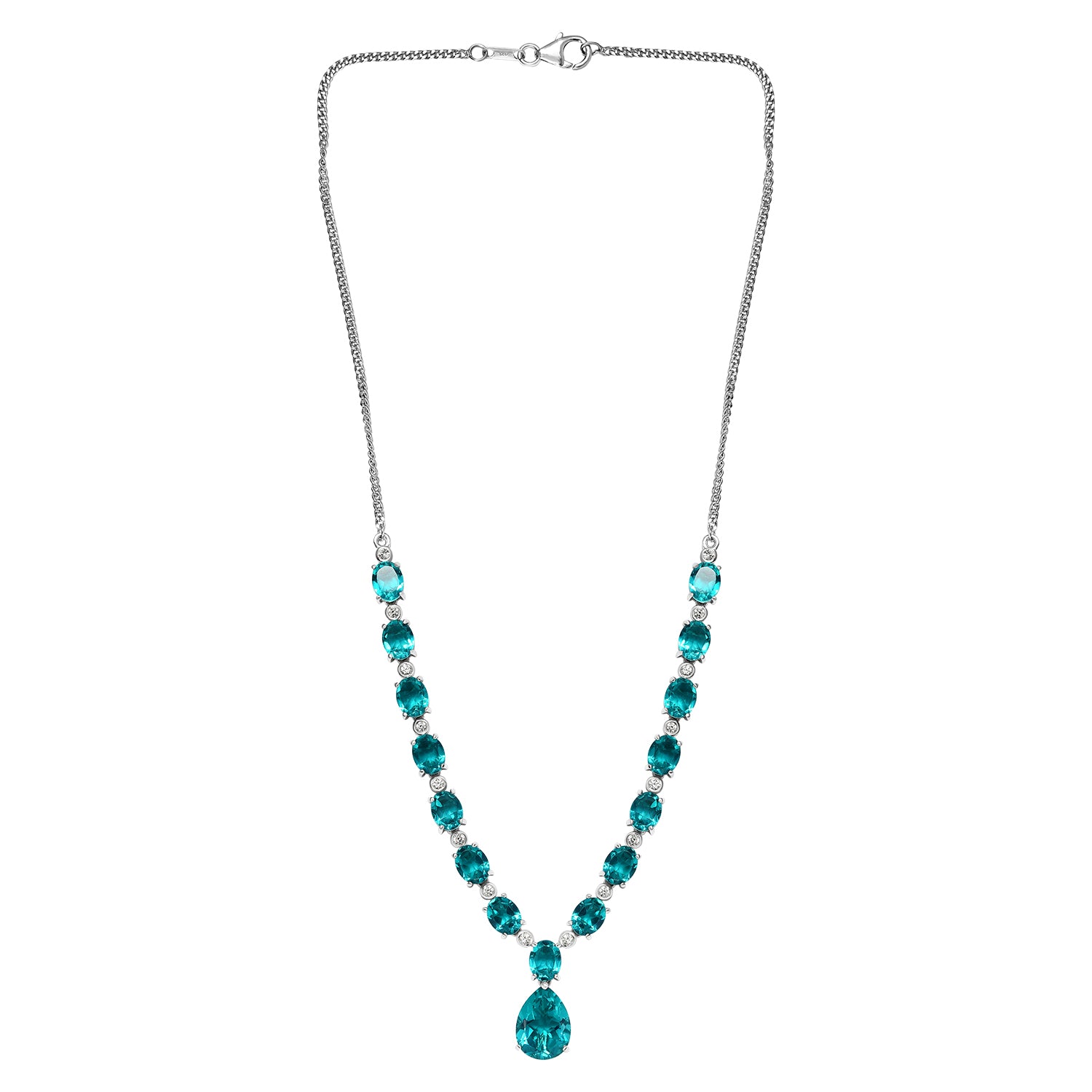 Capri-Blau Triplette Quarz-Collier, ca. 45 cm, 925 Silber platiniert ca. 38.95 ct