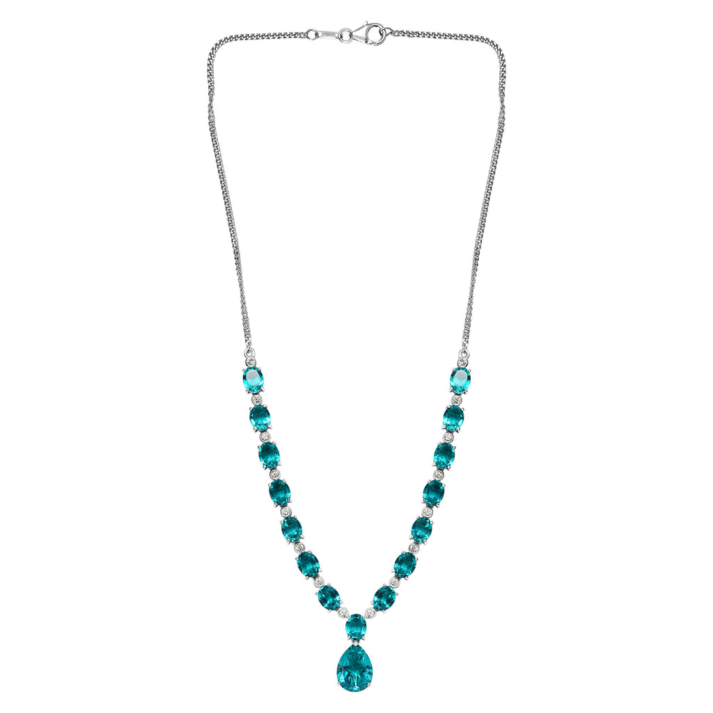Capri-Blau Triplette Quarz-Collier, ca. 45 cm, 925 Silber platiniert ca. 38.95 ct