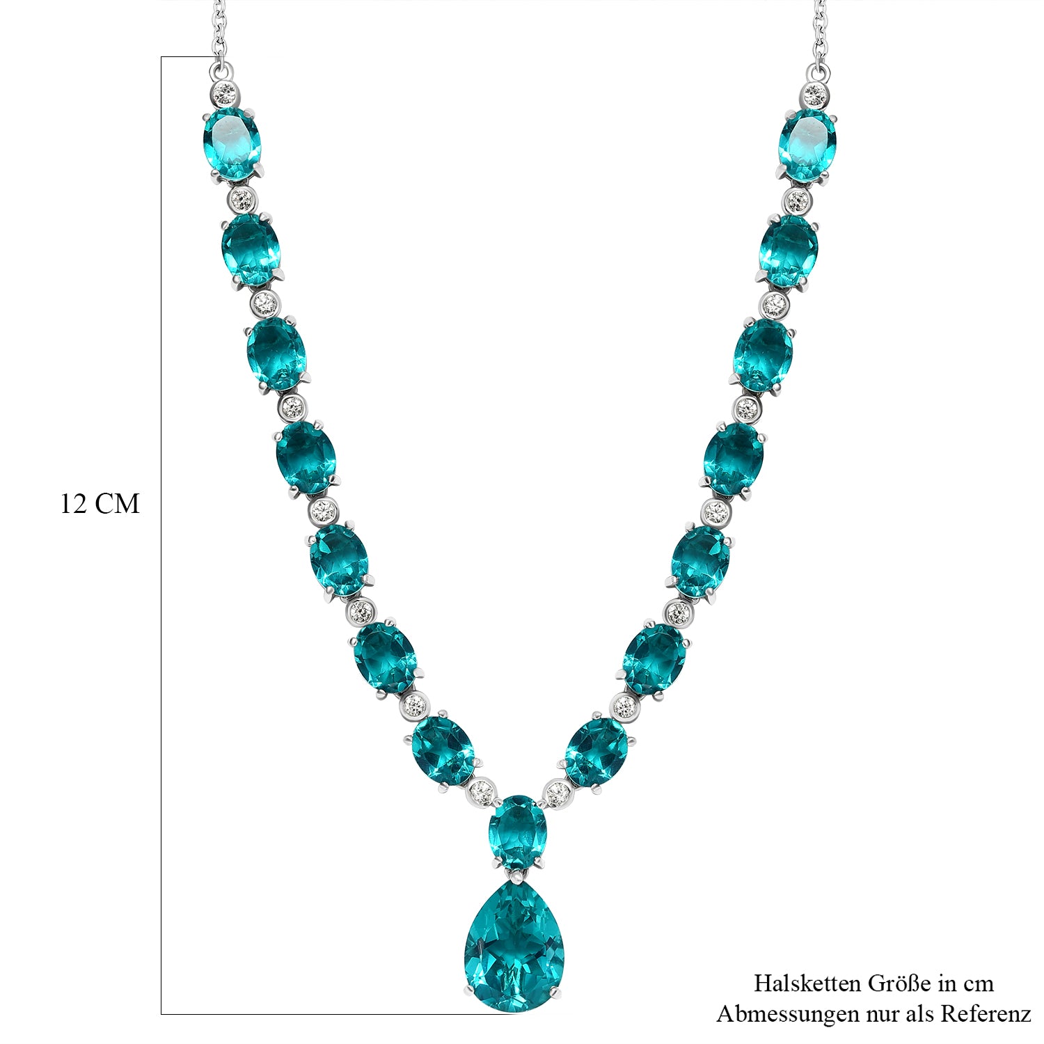 Capri-Blau Triplette Quarz-Collier, ca. 45 cm, 925 Silber platiniert ca. 38.95 ct