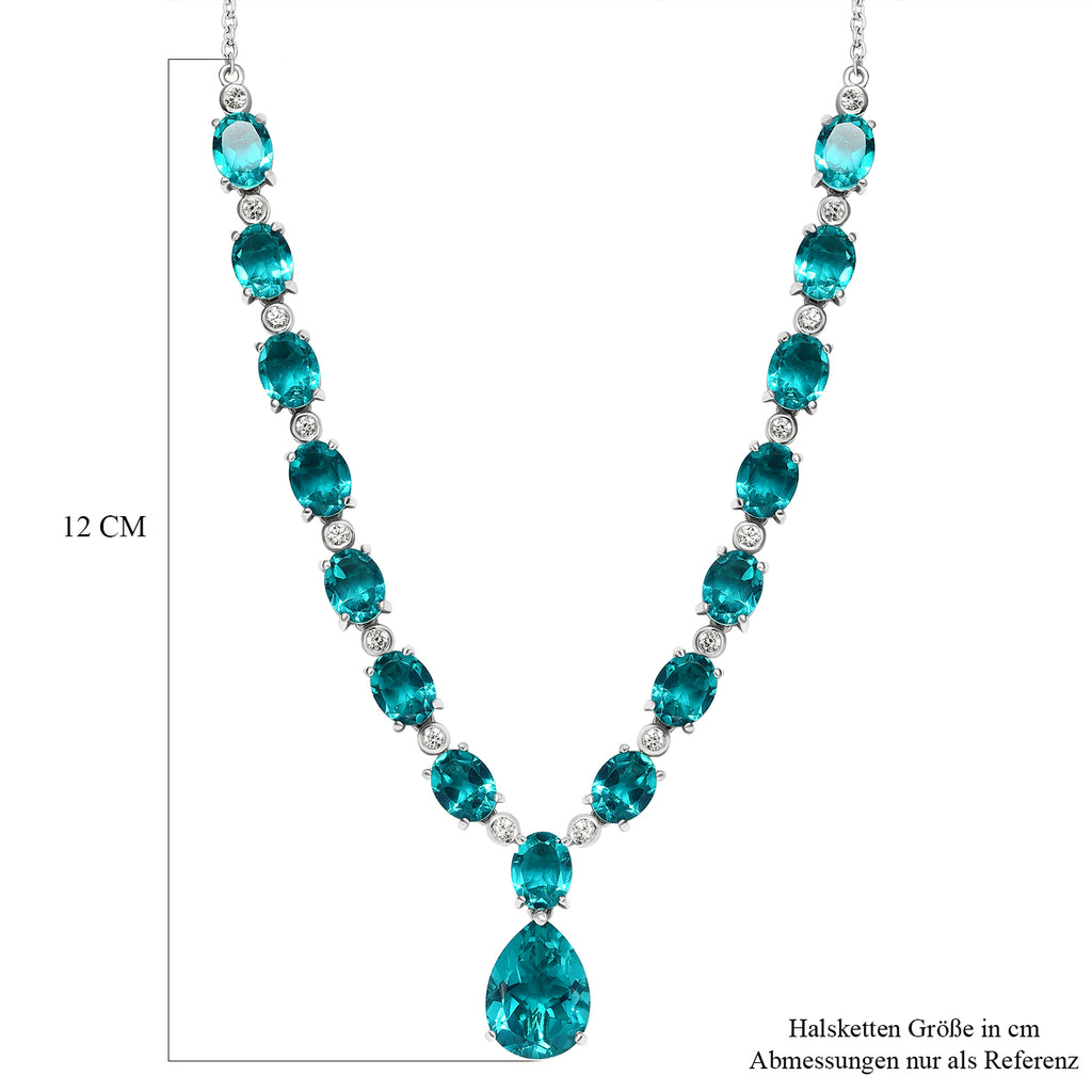 Capri-Blau Triplette Quarz-Collier, ca. 45 cm, 925 Silber platiniert ca. 38.95 ct