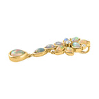 Natürlicher, äthiopischer Opal und weißer Zirkon-Anhänger, 925 Silber vergoldet ca. 1,76 ct