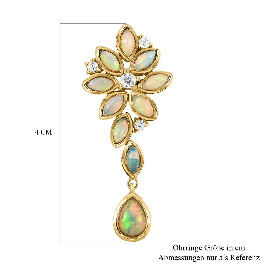 Natürlicher, äthiopischer Opal und weißer Zirkon-Anhänger, 925 Silber vergoldet ca. 1,76 ct