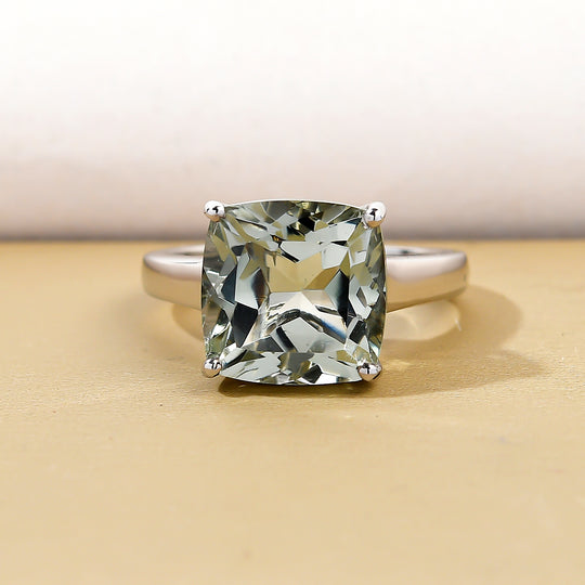 Prasiolith-Ring, 925 Silber platiniert ca. 5,71 ct