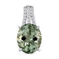 Prasiolith und weißer Zirkon-Anhänger, 925 Silber platiniert ca. 4,57 ct