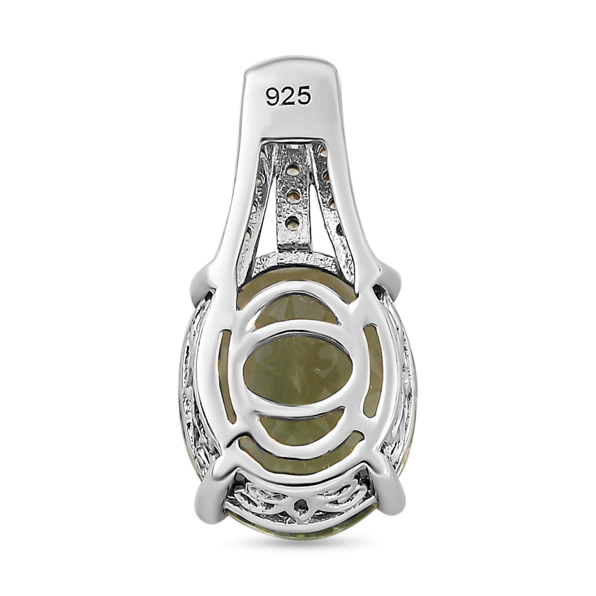 Prasiolith und weißer Zirkon-Anhänger, 925 Silber platiniert ca. 4,57 ct