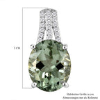 Prasiolith und weißer Zirkon-Anhänger, 925 Silber platiniert ca. 4,57 ct