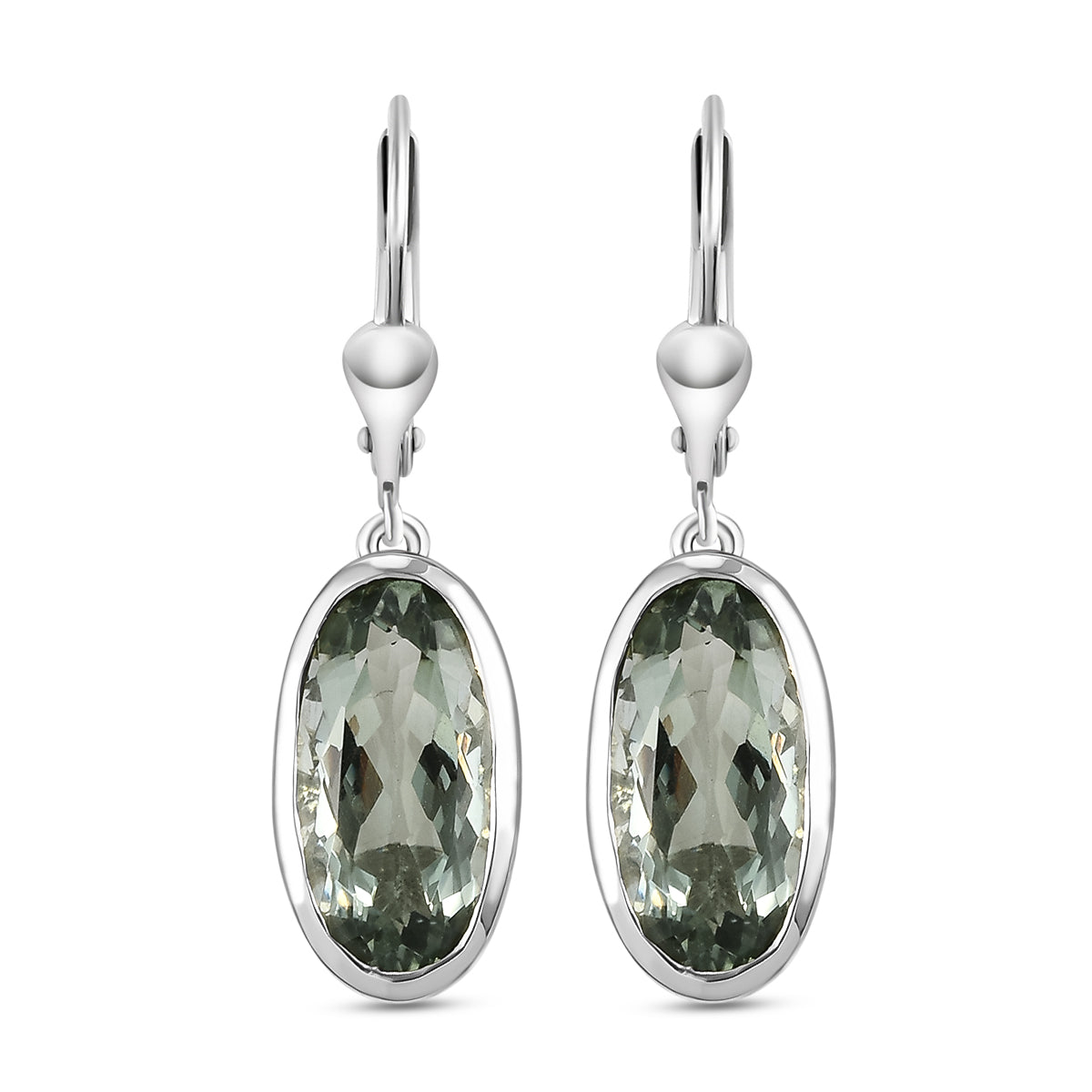Prasiolith-Ohrringe, 925 Silber platiniert ca. 9,01 ct