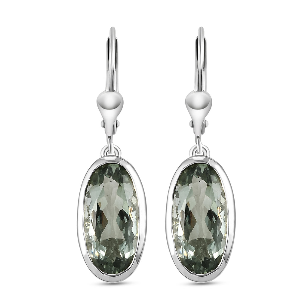 Prasiolith-Ohrringe, 925 Silber platiniert ca. 9,01 ct
