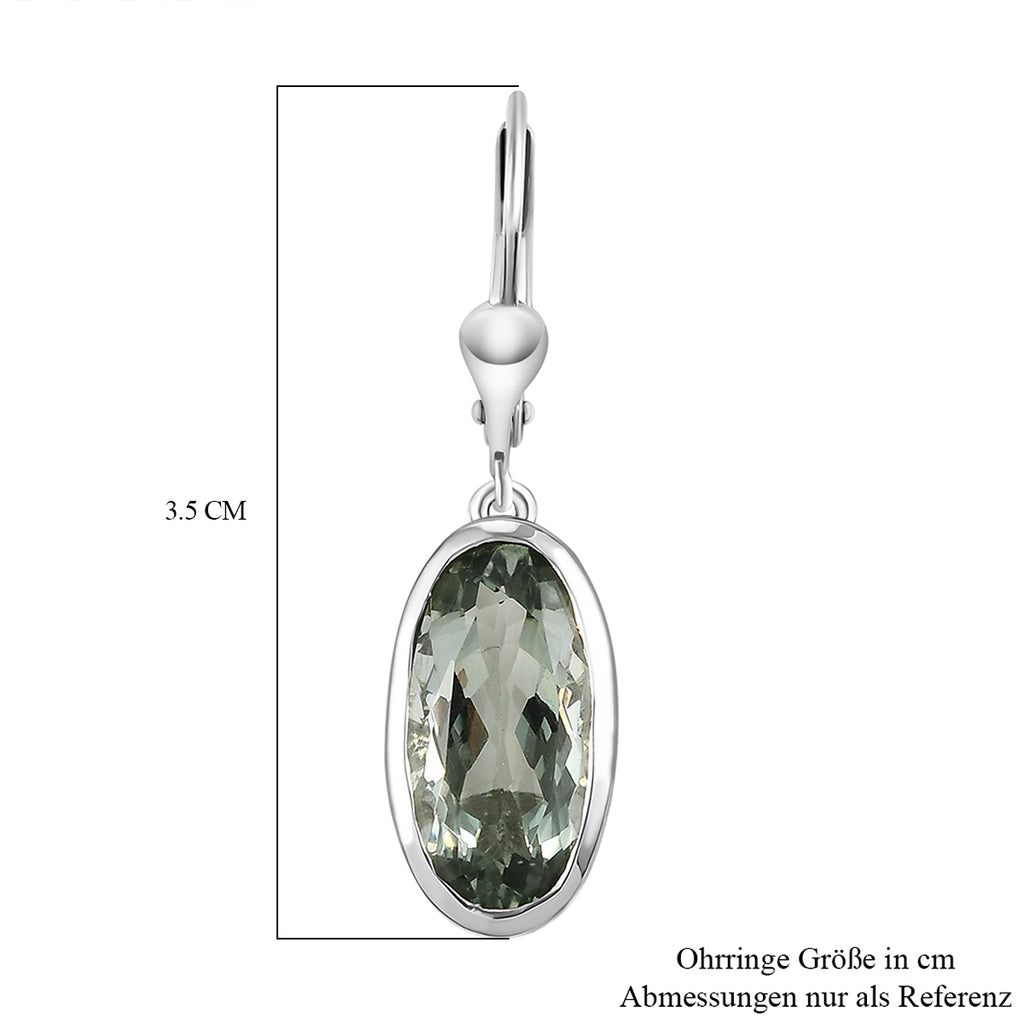 Prasiolith-Ohrringe, 925 Silber platiniert ca. 9,01 ct