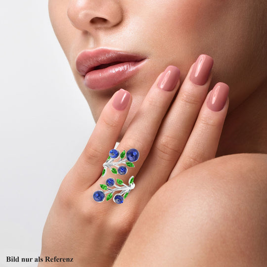 Lapislazuli und blauer Kristall-Ring, reines Messing (Größe 16.50)