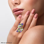 Afrikanischer Amethyst und lila Kristall Ring, Messing (Größe 16.50)