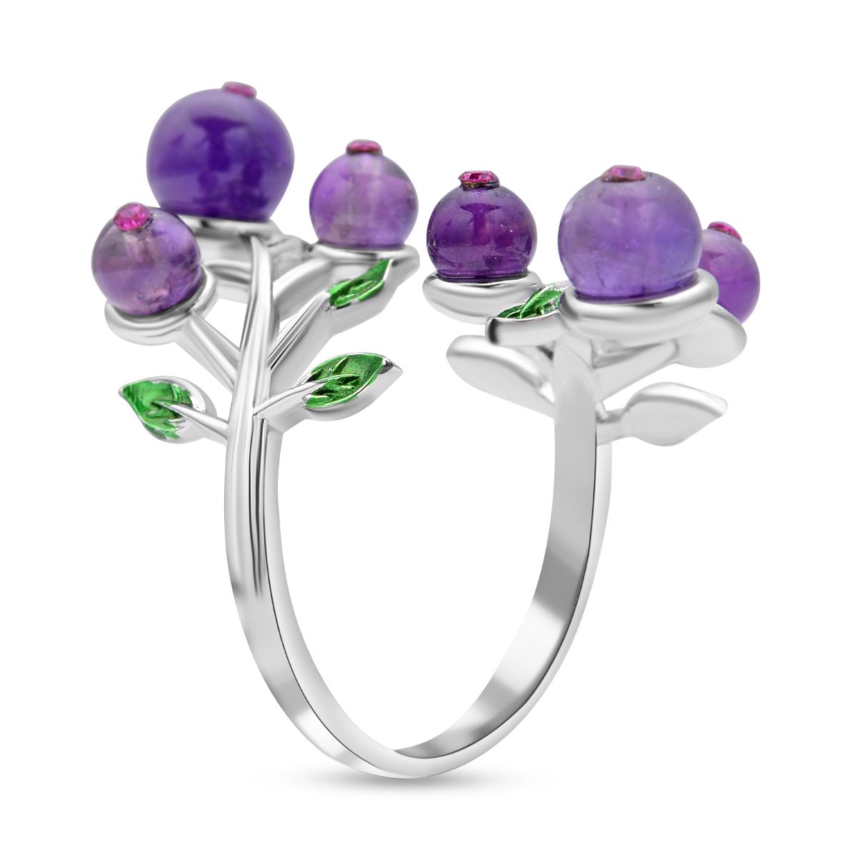 Afrikanischer Amethyst und lila Kristall Ring, Messing (Größe 16.50)