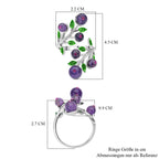Afrikanischer Amethyst und lila Kristall Ring, Messing (Größe 16.50)