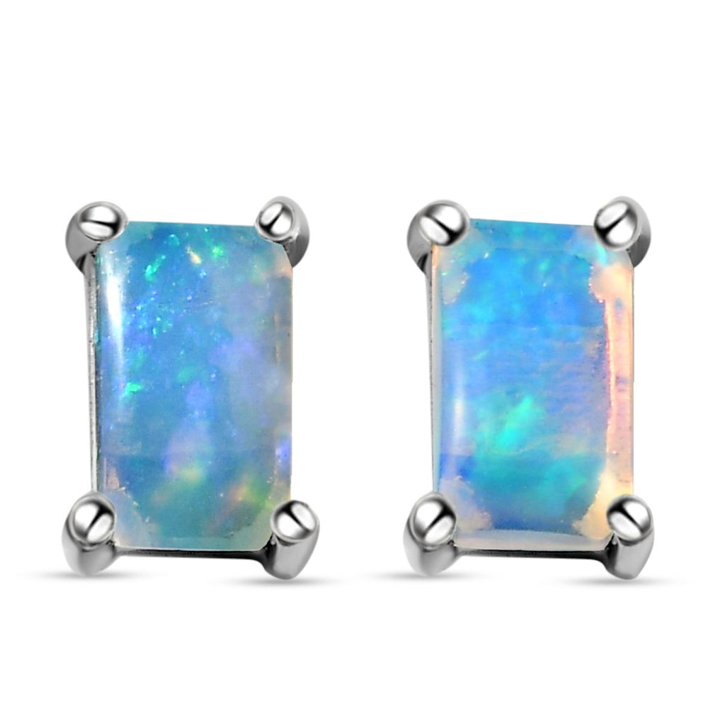 Natürliche, äthiopische Opal-Ohrringe, 925 Silber platiniert ca. 0,47 ct