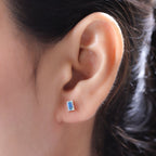 Natürliche, äthiopische Opal-Ohrringe, 925 Silber platiniert ca. 0,47 ct