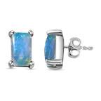 Natürliche, äthiopische Opal-Ohrringe, 925 Silber platiniert ca. 0,47 ct