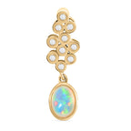 Natürlicher, äthiopischer Opal und weißer Zirkon-Anhänger, 925 Silber vergoldet ca. 0,66 ct