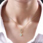 Natürlicher, äthiopischer Opal und weißer Zirkon-Anhänger, 925 Silber vergoldet ca. 0,66 ct