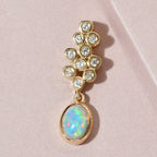 Natürlicher, äthiopischer Opal und weißer Zirkon-Anhänger, 925 Silber vergoldet ca. 0,66 ct