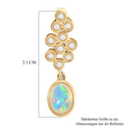 Natürlicher, äthiopischer Opal und weißer Zirkon-Anhänger, 925 Silber vergoldet ca. 0,66 ct
