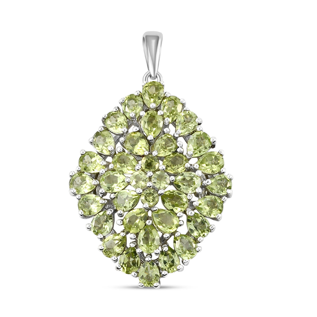 Natürlicher Peridot-Anhänger, 925 Silber platiniert ca. 6,22 ct