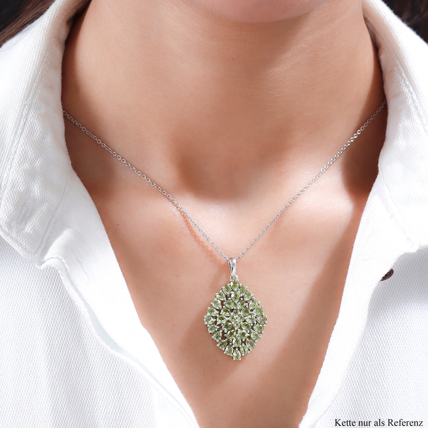 Natürlicher Peridot-Anhänger, 925 Silber platiniert ca. 6,22 ct