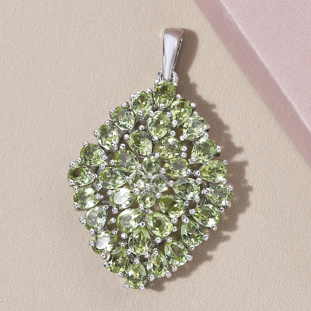 Natürlicher Peridot-Anhänger, 925 Silber platiniert ca. 6,22 ct