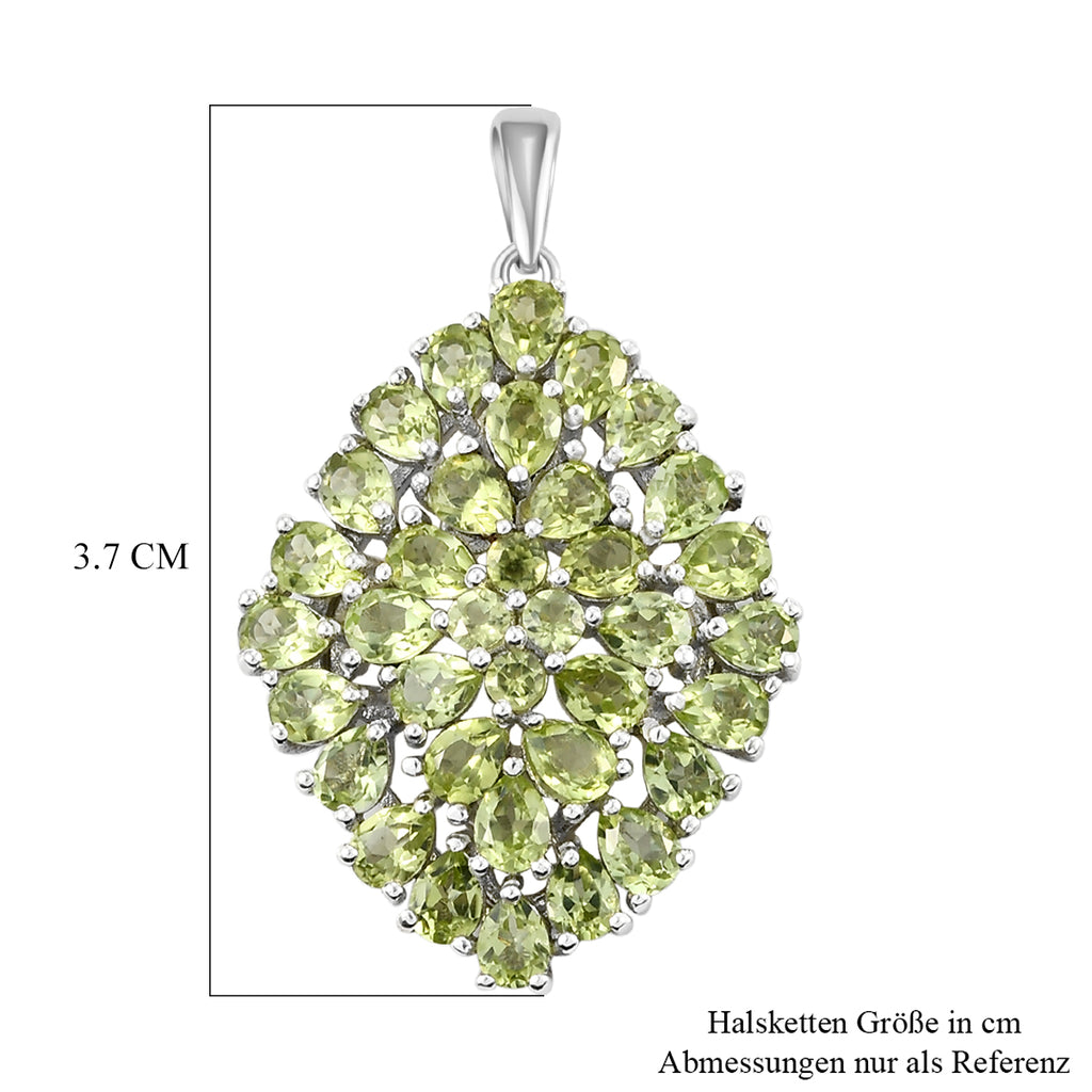 Natürlicher Peridot-Anhänger, 925 Silber platiniert ca. 6,22 ct