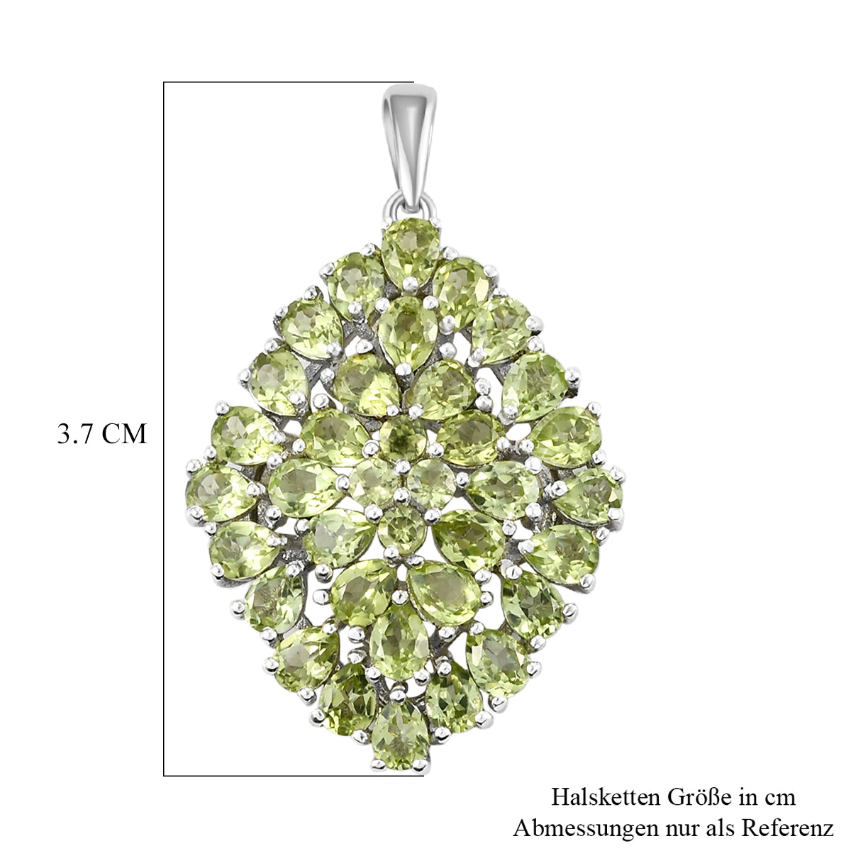 Natürlicher Peridot-Anhänger, 925 Silber platiniert ca. 6,22 ct