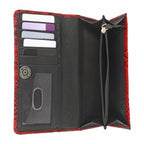 Geldbörse aus Leder mit RFID Schutz und Python Prägung, 18,4 x 10,2 cm, Rot