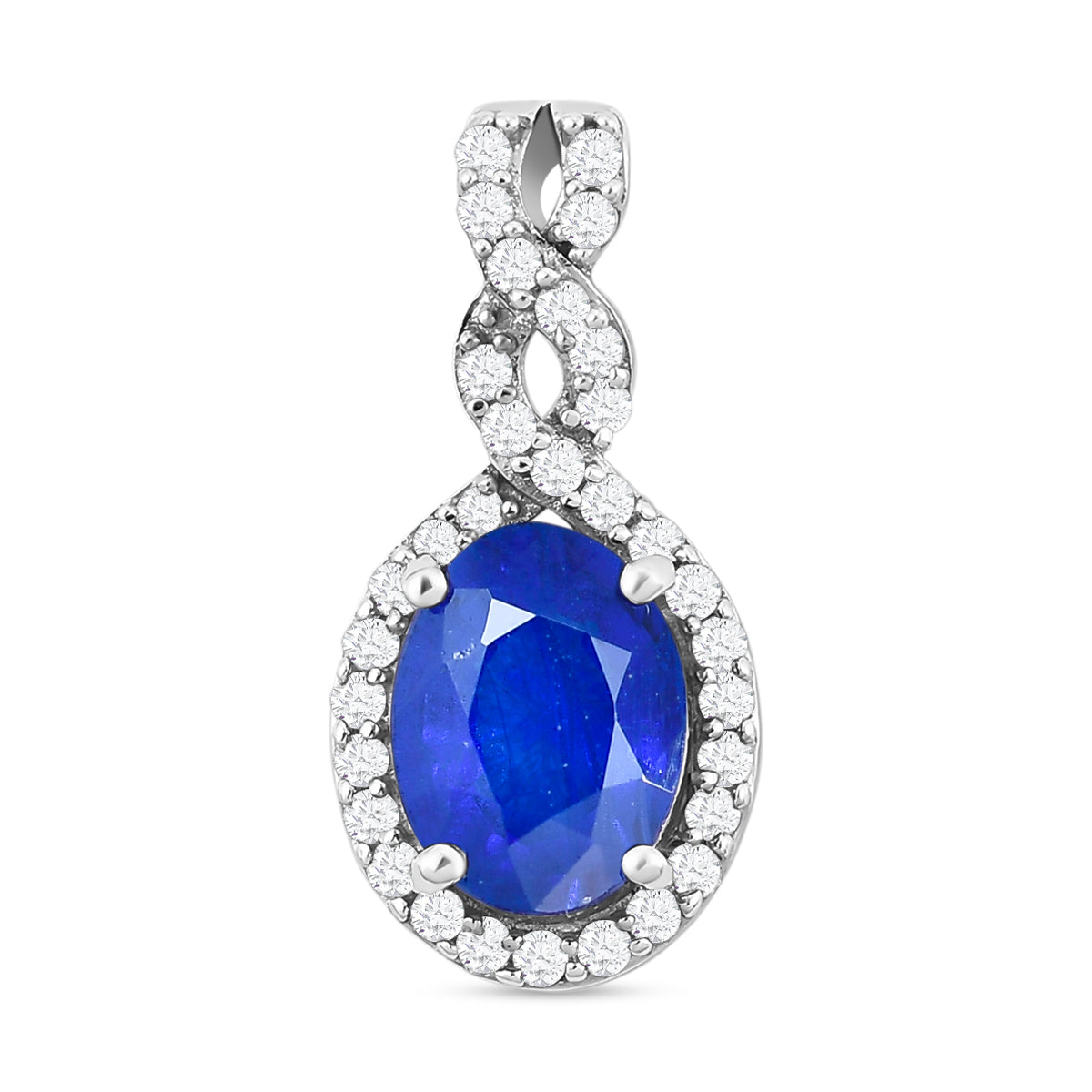 AAA Tansanischer Blauer Spinell (Diffundierter) und weißer Zirkon Anhänger, 925 Silber platiniert ca. 1.74 ct